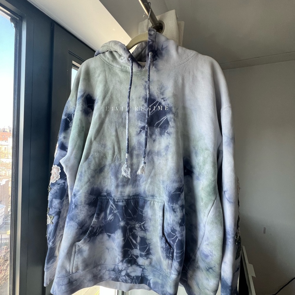 Civil Regime Blue Floral Embroidered Hoodie XL